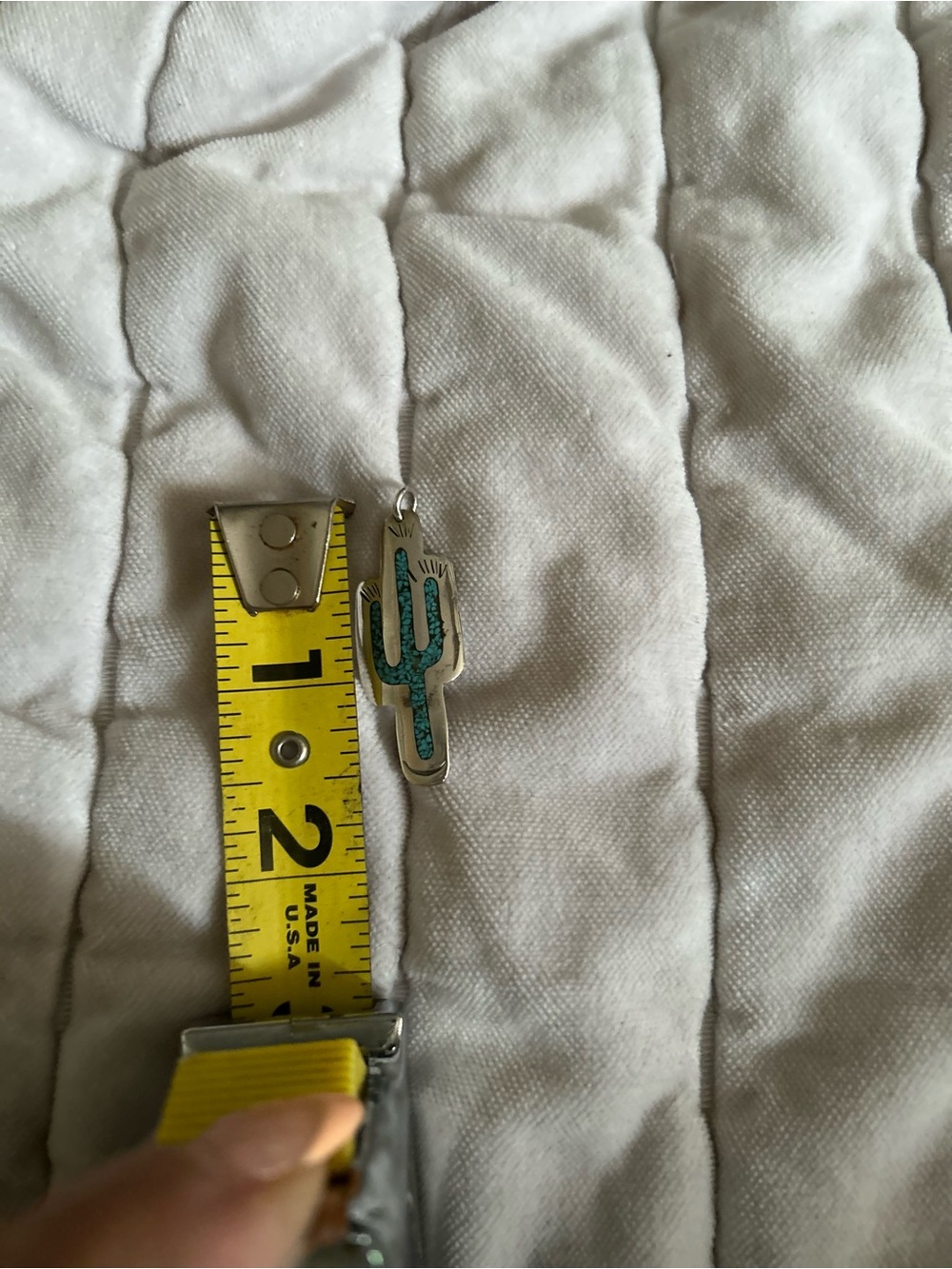 Turquoise Enamel Cactus Charm Pendant